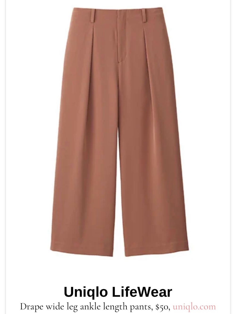 Uniqlo Wide Leg Pants in Terracotta